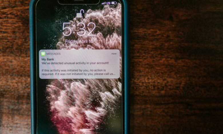 Smartphone displaying emergency alert notification on screen