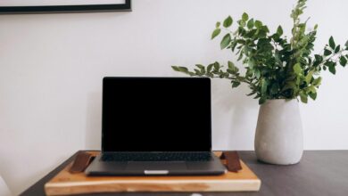 Person working on laptop in home office setting representing remote work
