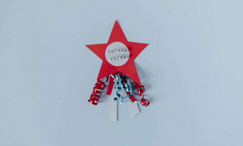 Young people at a political rally or voting event