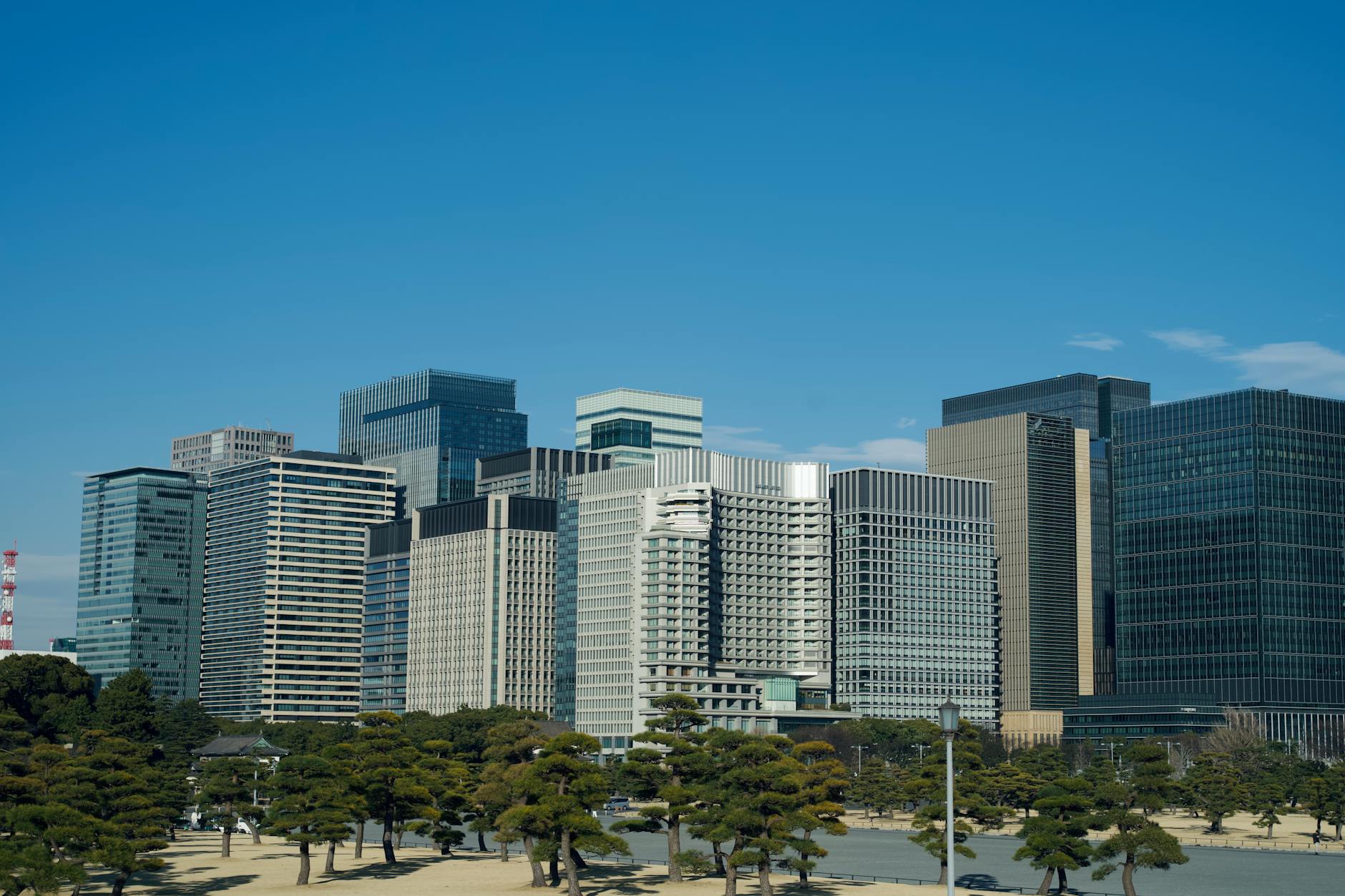 Modern office buildings and skyscrapers representing corporate headquarters and business districts