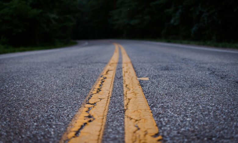 Rural road showing need for infrastructure improvements in small town America