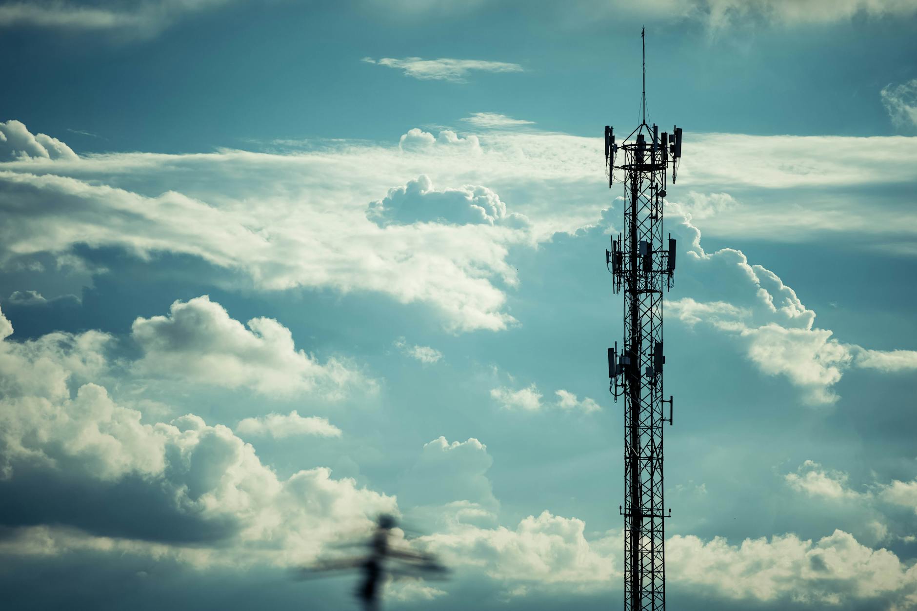 Radio transmission tower against sky used for emergency broadcasting
