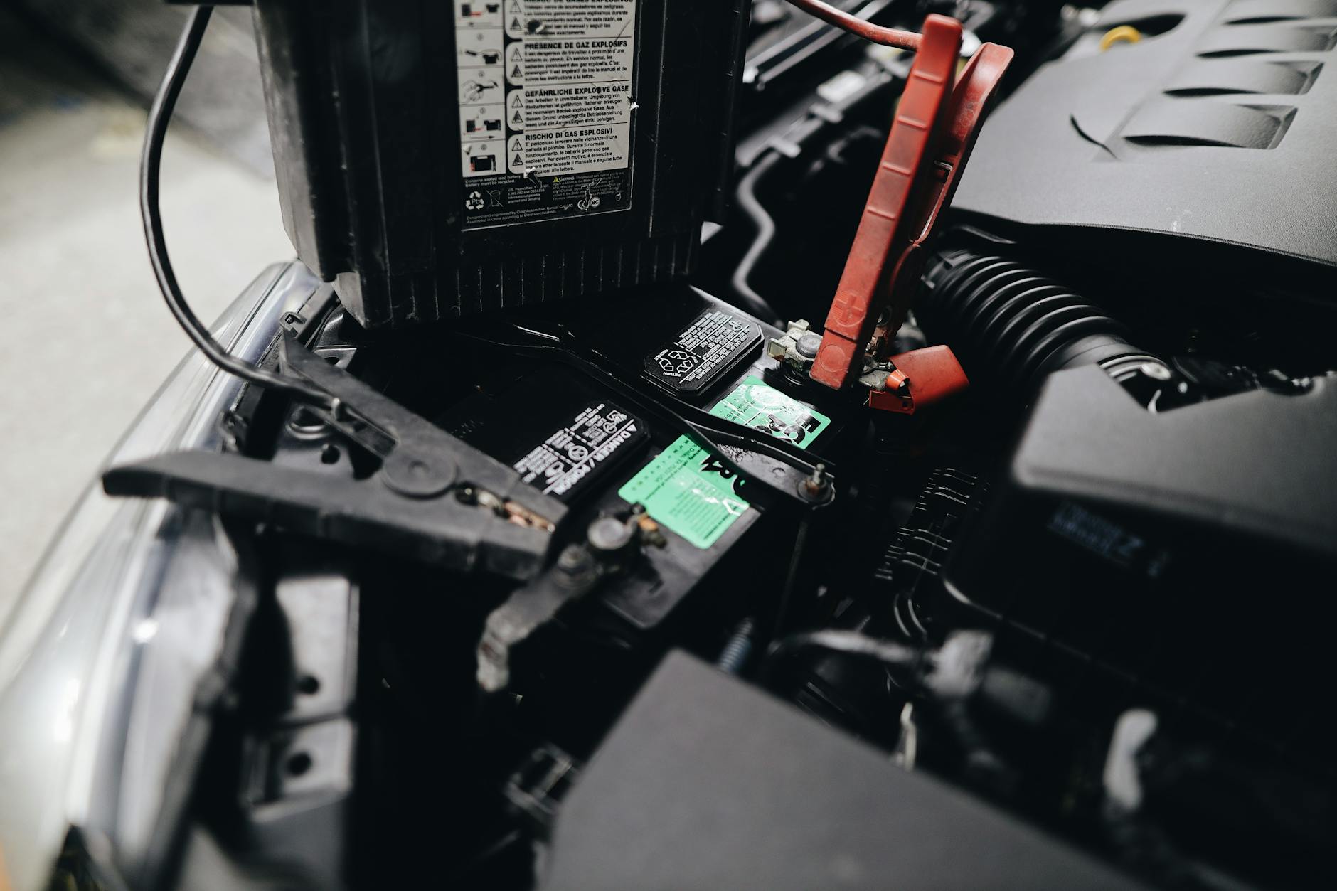 Close-up of lithium-ion battery cells and components in manufacturing setting