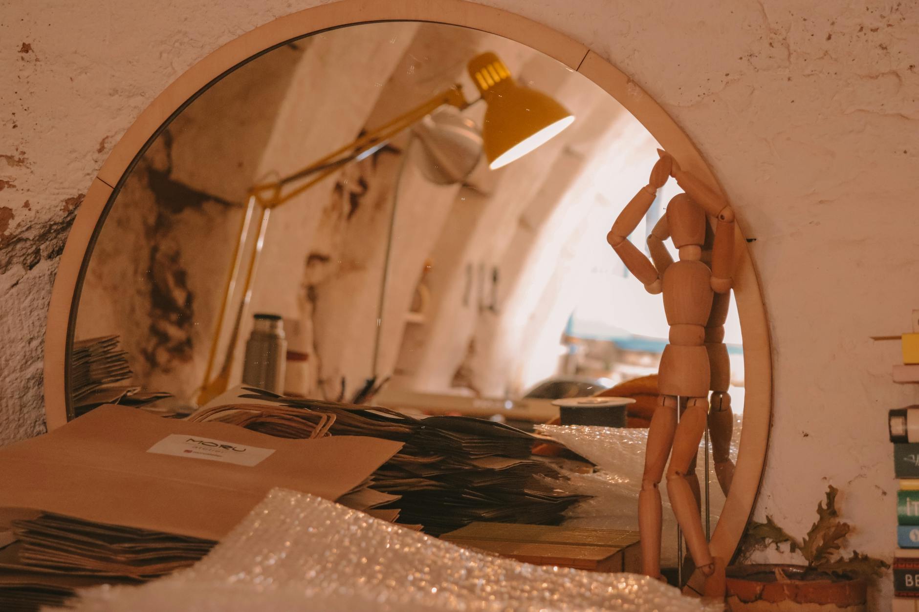 Modern creative agency office space with designers working on computers and collaborative projects