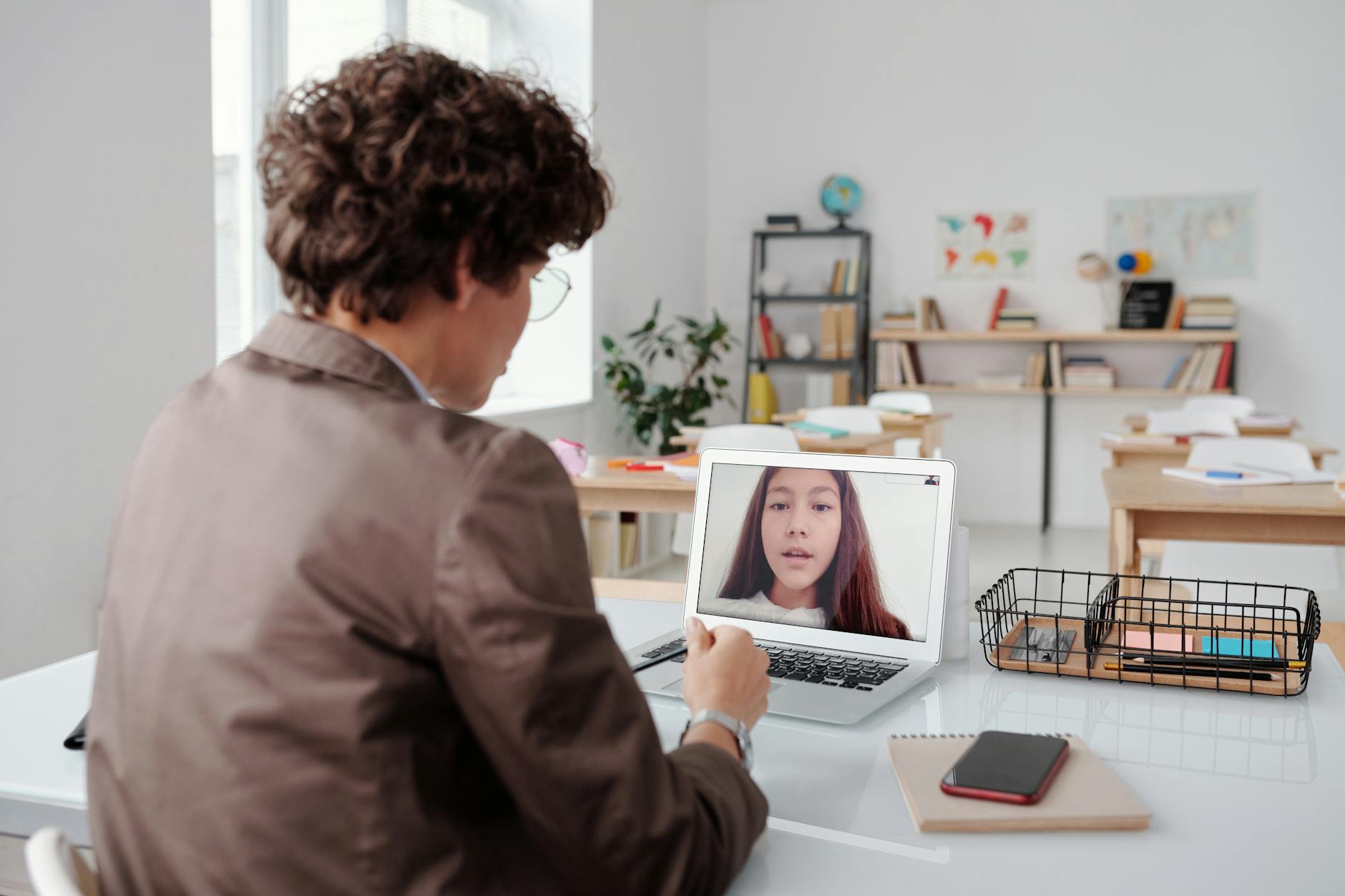 Student studying at home computer during remote learning session