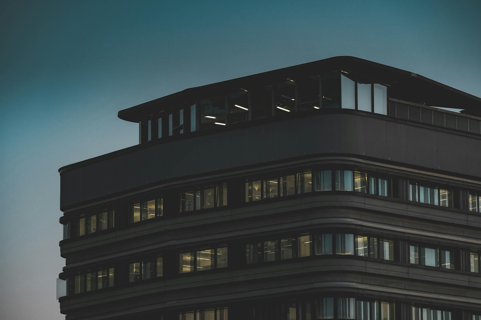 Exterior view of modern corporate office building representing large company venture capital operations