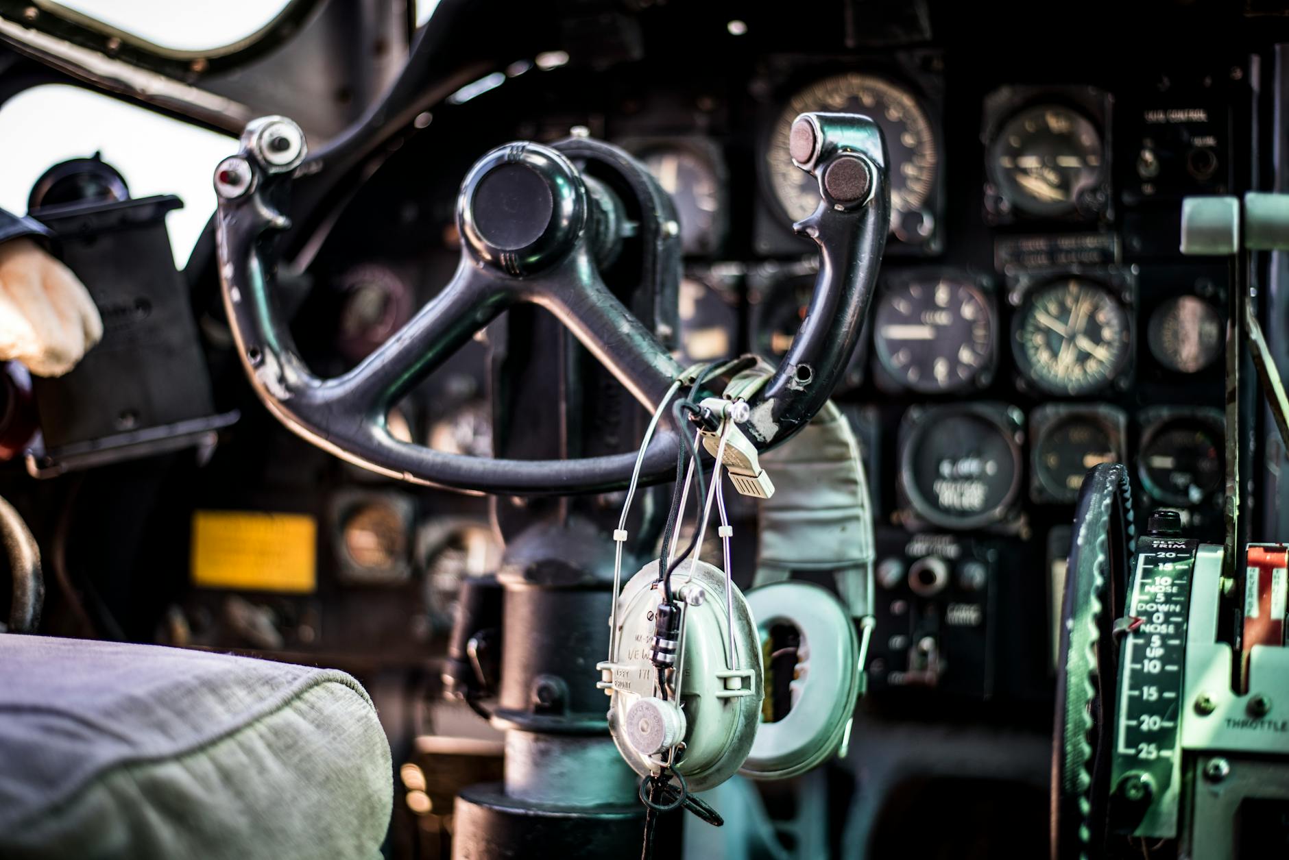 Airline pilot in aircraft cockpit during flight operations