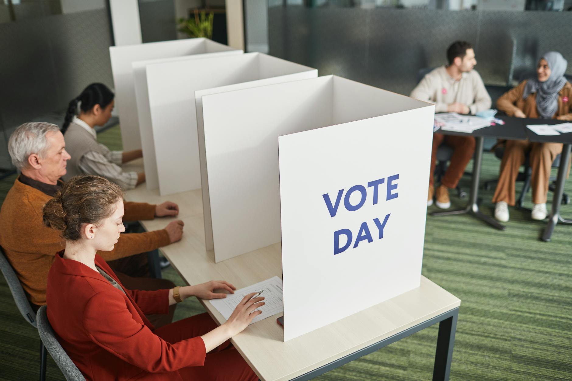 Voting booth representing electoral considerations and strategic political calculations