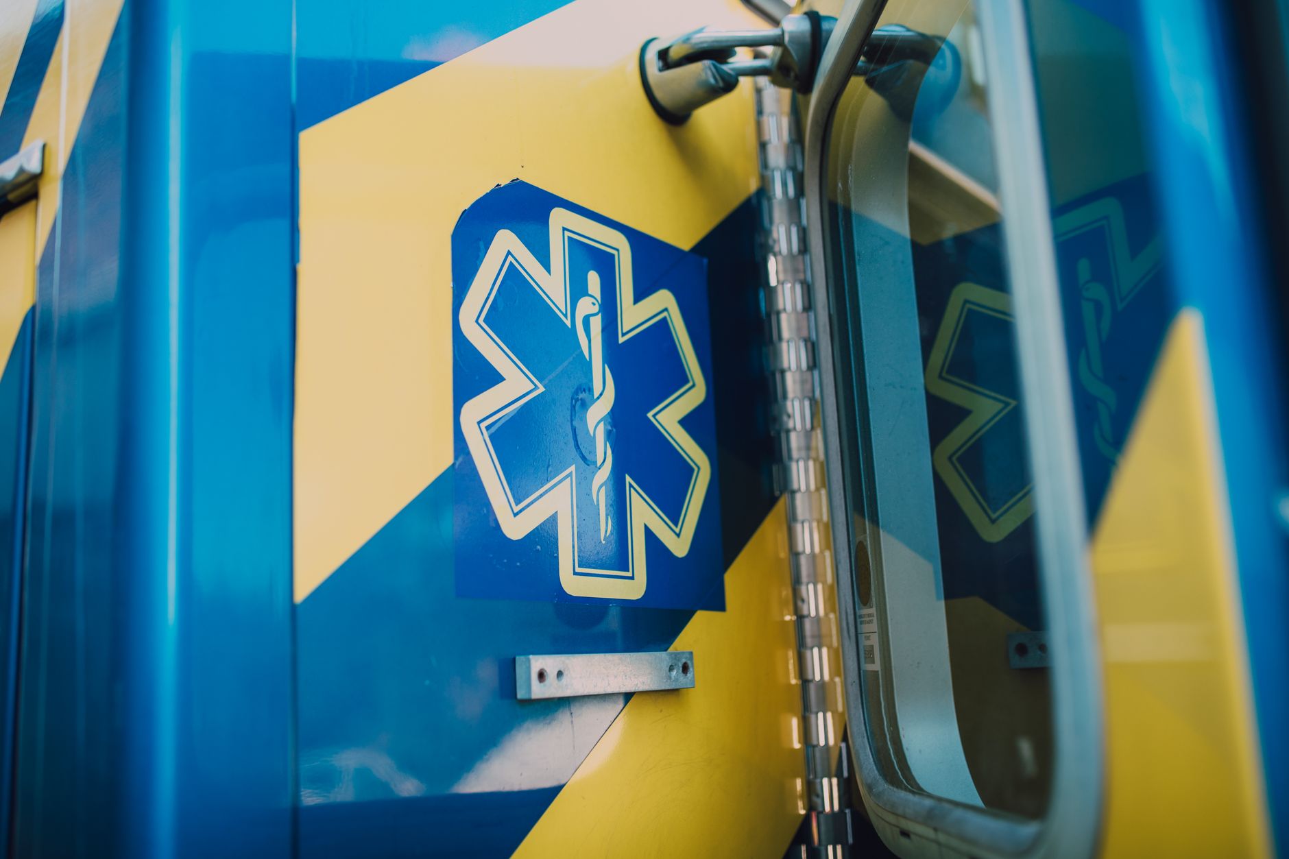 An ambulance parked outside a regional emergency services station