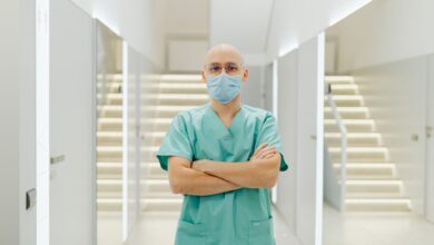 Clean hallway inside a modern ambulatory surgery center with bright lighting