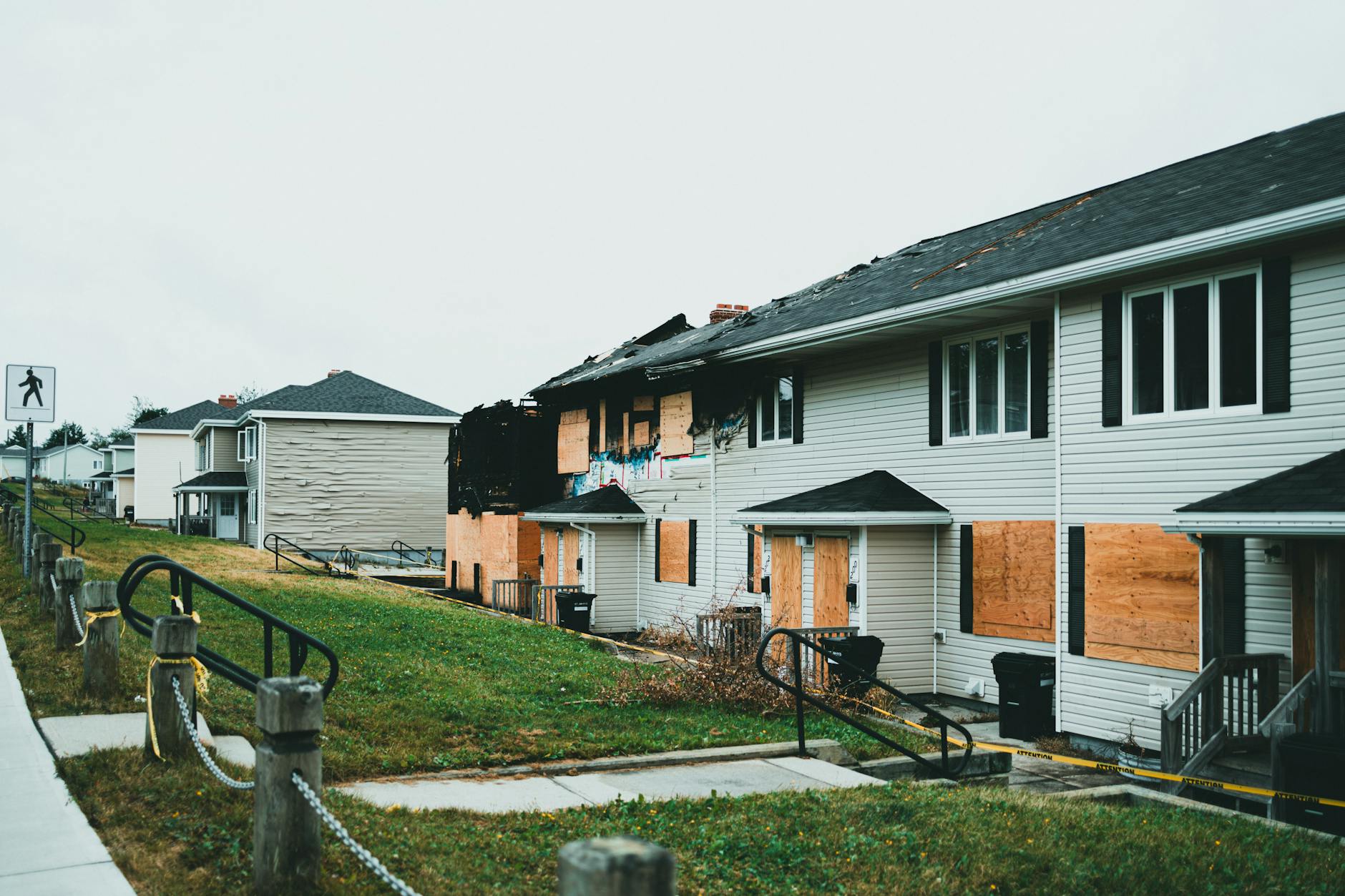 Destroyed home with charred remains after a wildfire