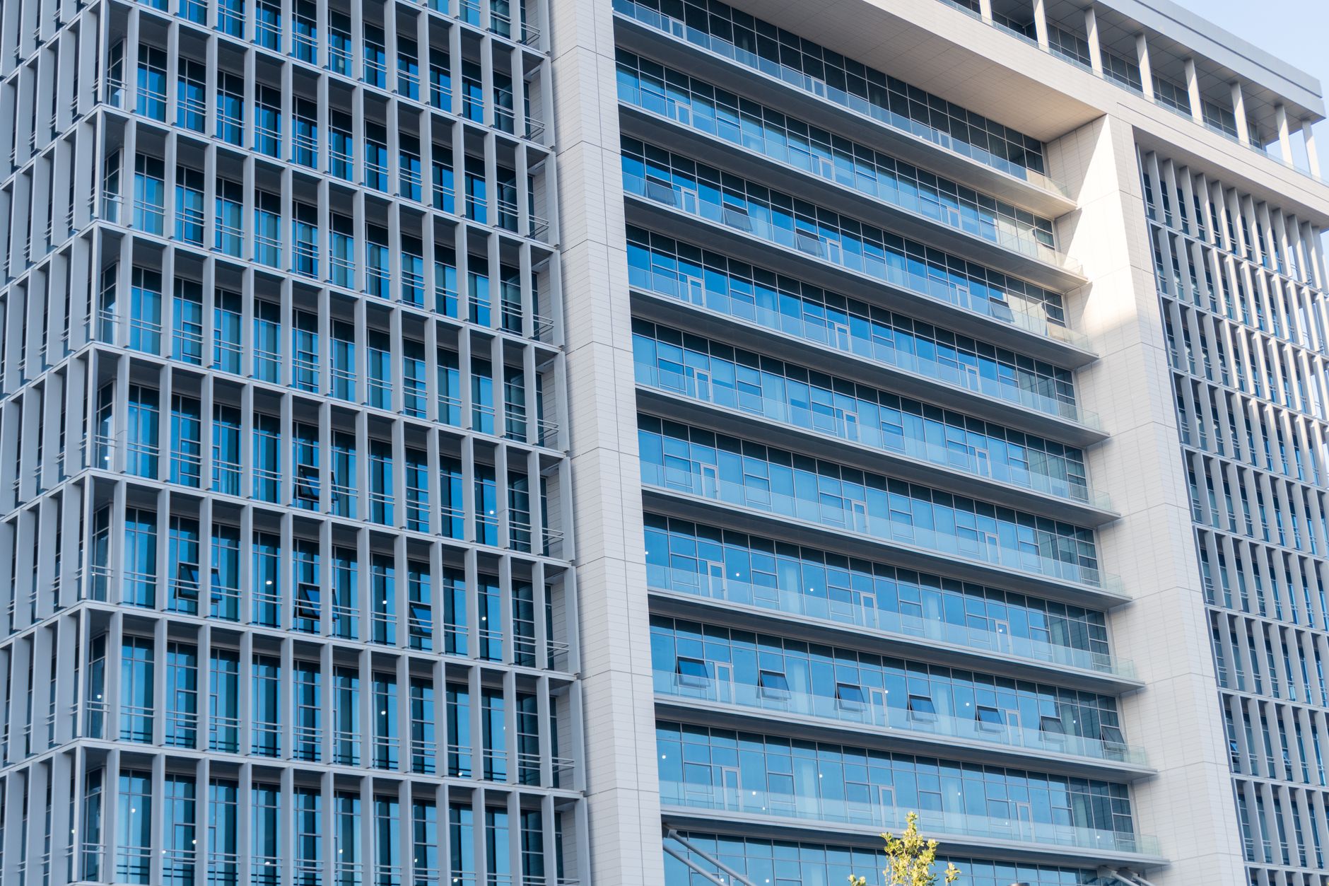 Modern commercial real estate building exterior in an urban setting