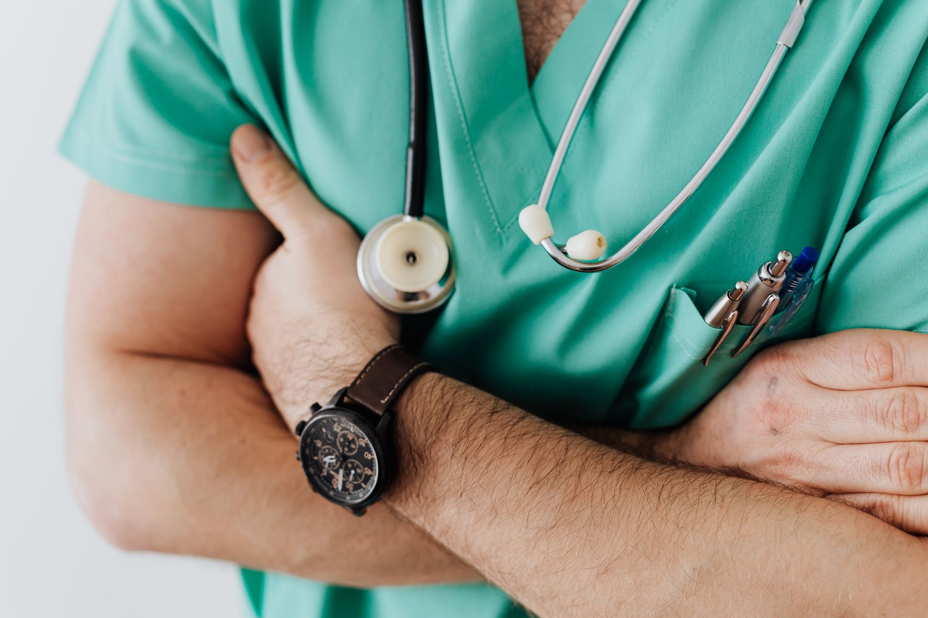 Healthcare staff working in a clinical setting