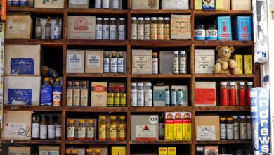 Interior of a regional compounding pharmacy with prescription bottles and lab equipment