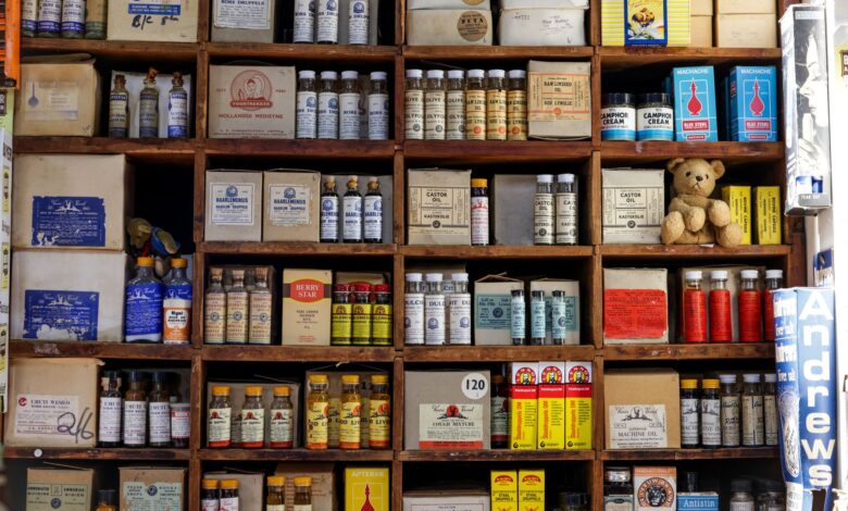 Interior of a regional compounding pharmacy with prescription bottles and lab equipment