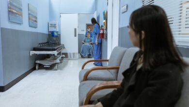 Empty corridor inside a hospital outpatient clinic facility