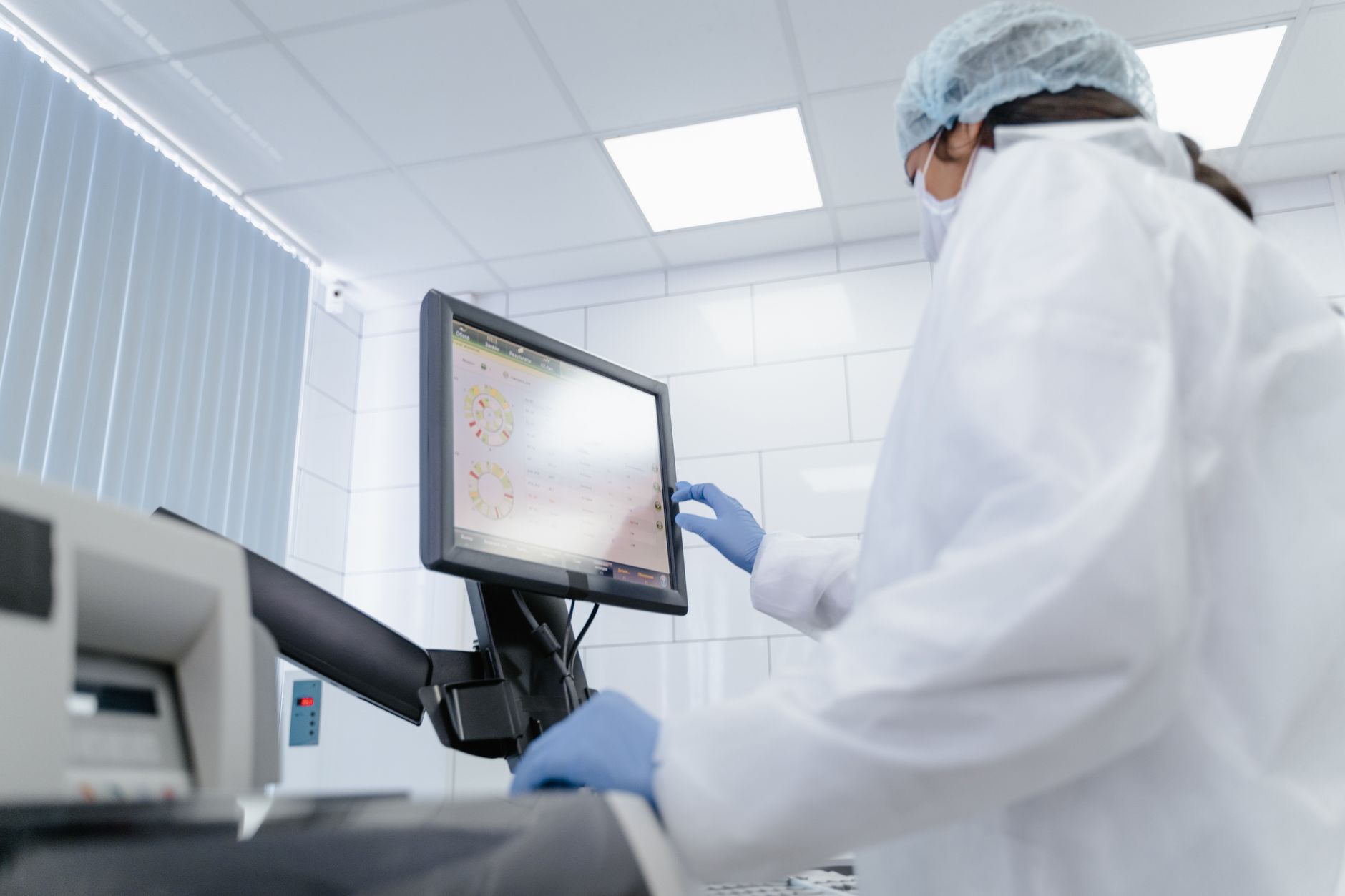 Clinical laboratory equipment and diagnostic testing instruments in a hospital lab