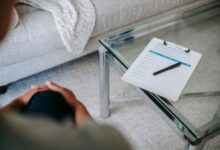A quiet therapy office waiting room representing independent mental health clinic settings