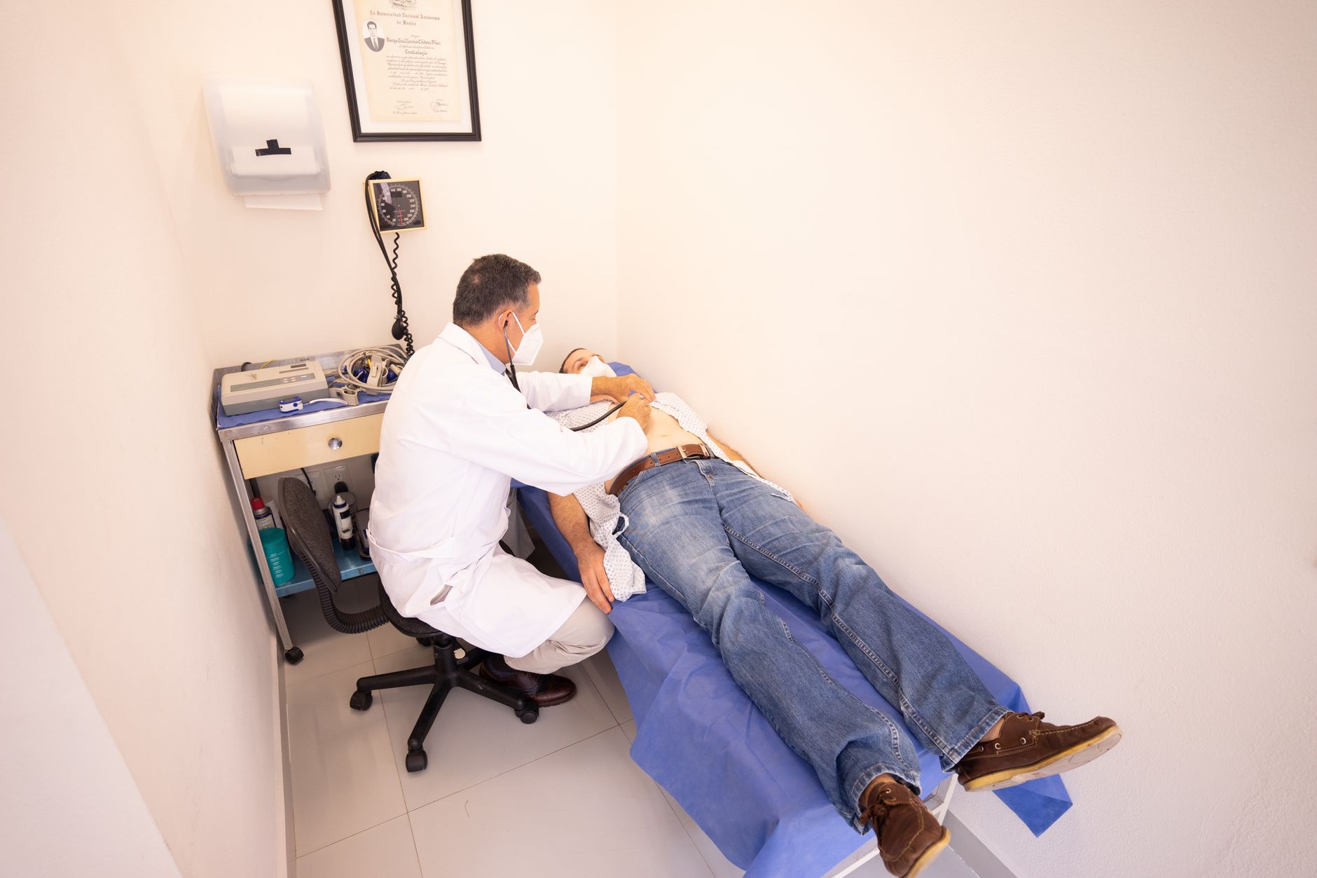 Interior of a dialysis treatment clinic with chairs and medical equipment