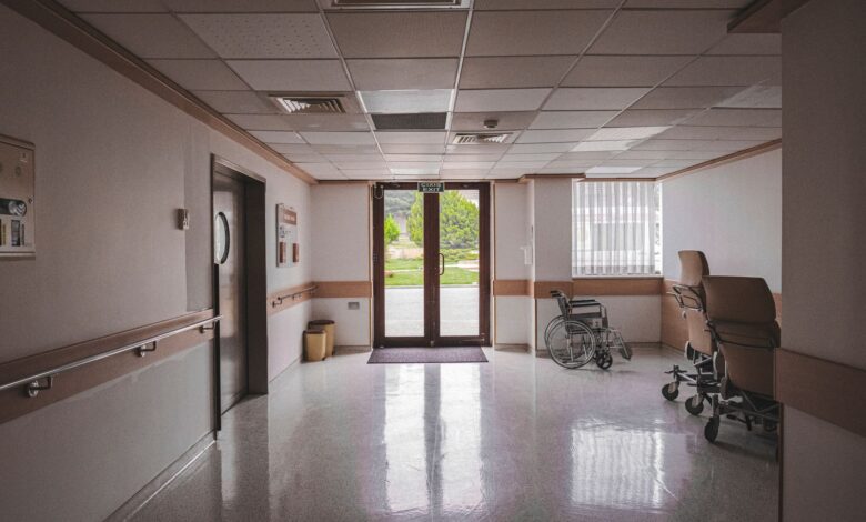 Empty hallway inside a behavioral health or rehabilitation clinic facility