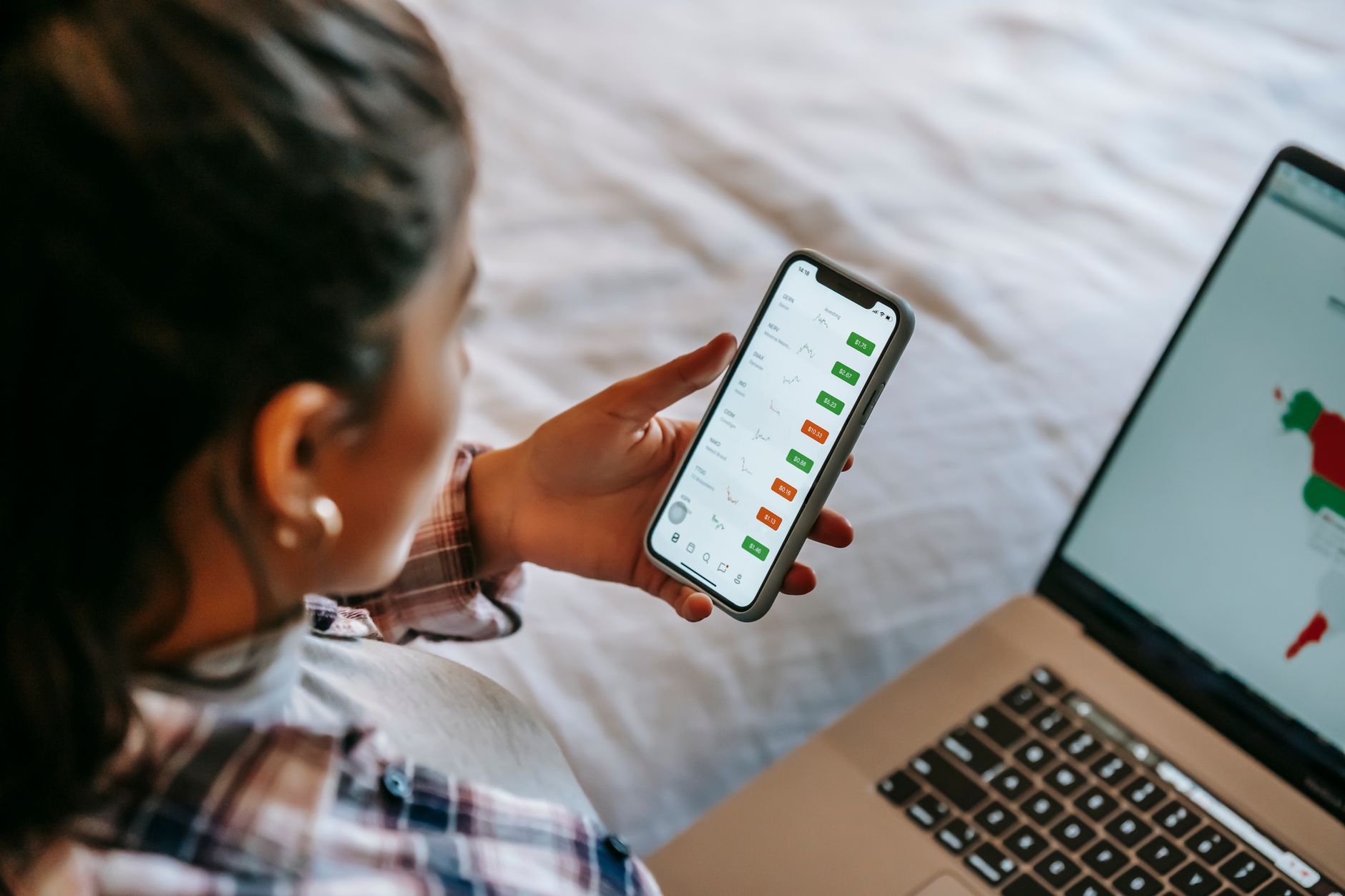 Person using a smartphone app for a financial transaction
