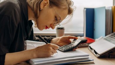 Accountant working at a desk in a regional CPA firm office