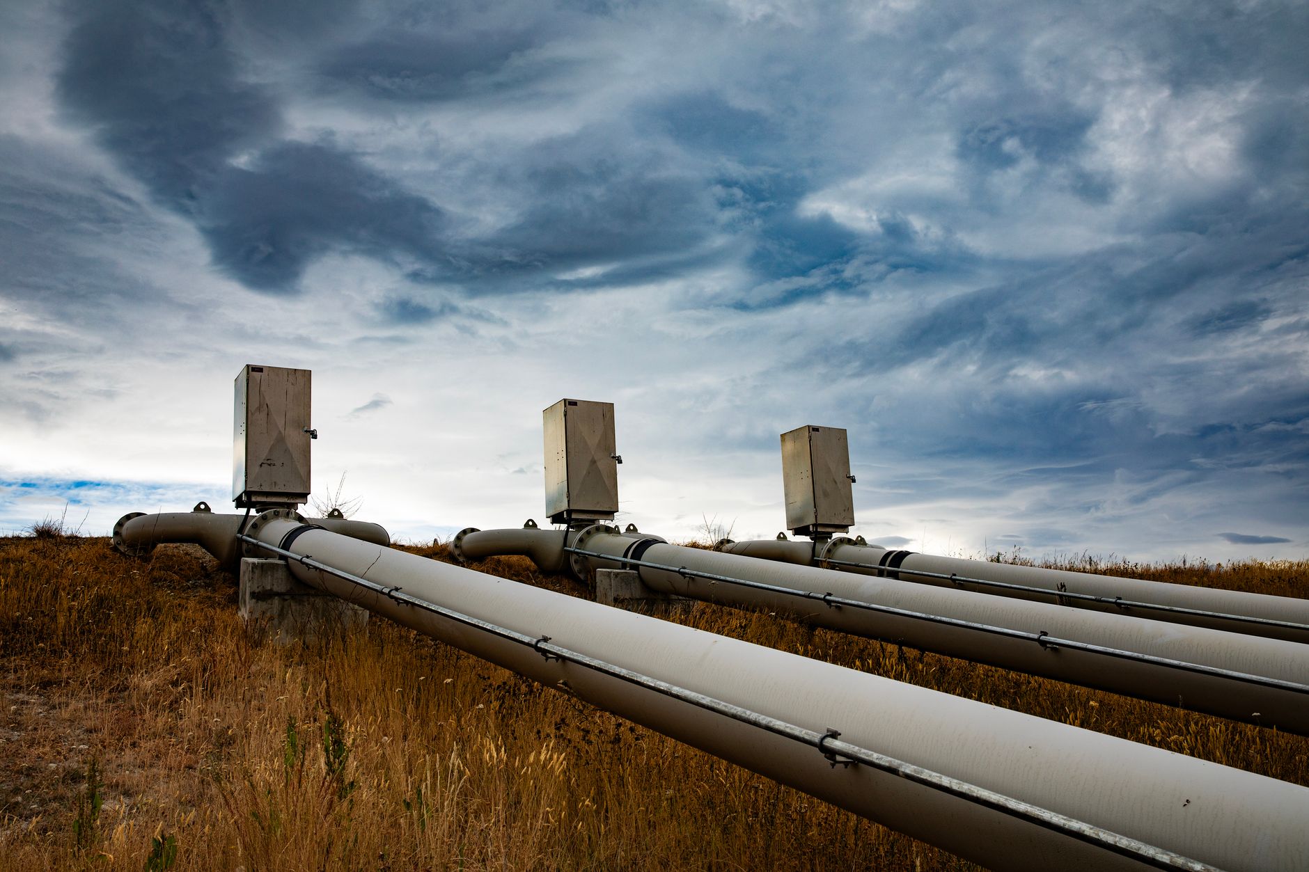 Industrial water pipes and infrastructure at a municipal treatment facility