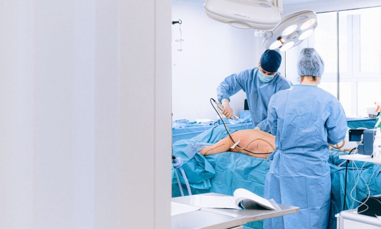 Medical professional preparing for an endoscopy procedure in an outpatient clinic