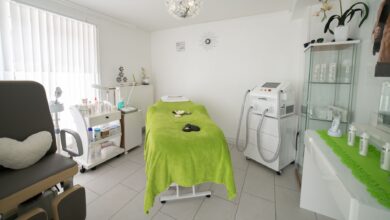 A small speech-language pathology clinic waiting room with chairs and children's materials