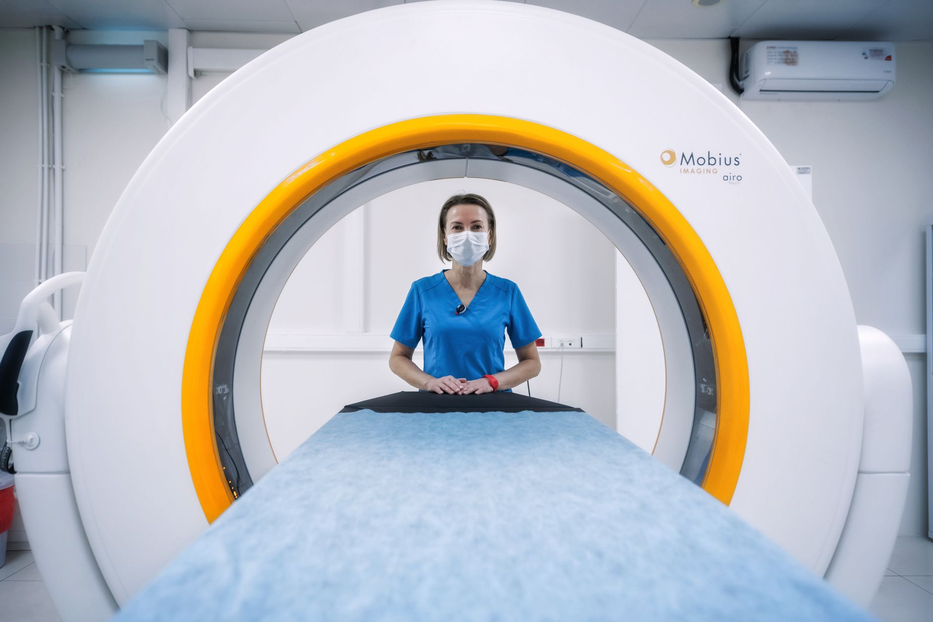 An MRI scanner inside a modern medical imaging center