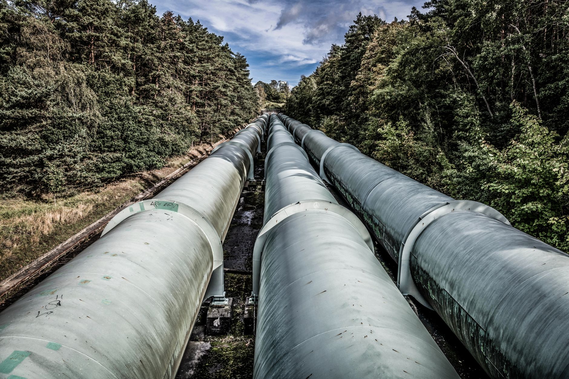 Industrial water pipeline and infrastructure at a treatment facility