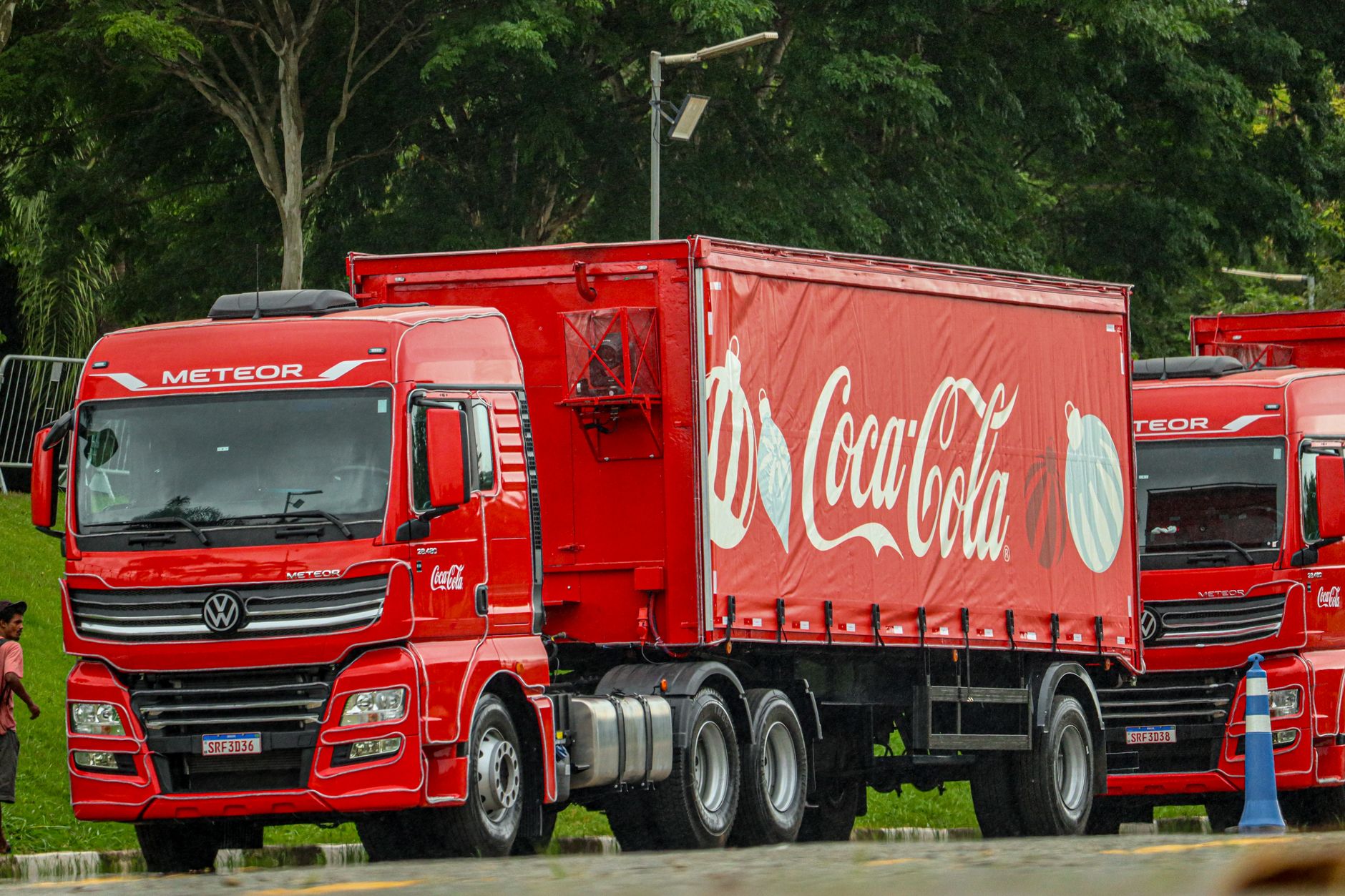 A branded home services company truck parked outside a residential property